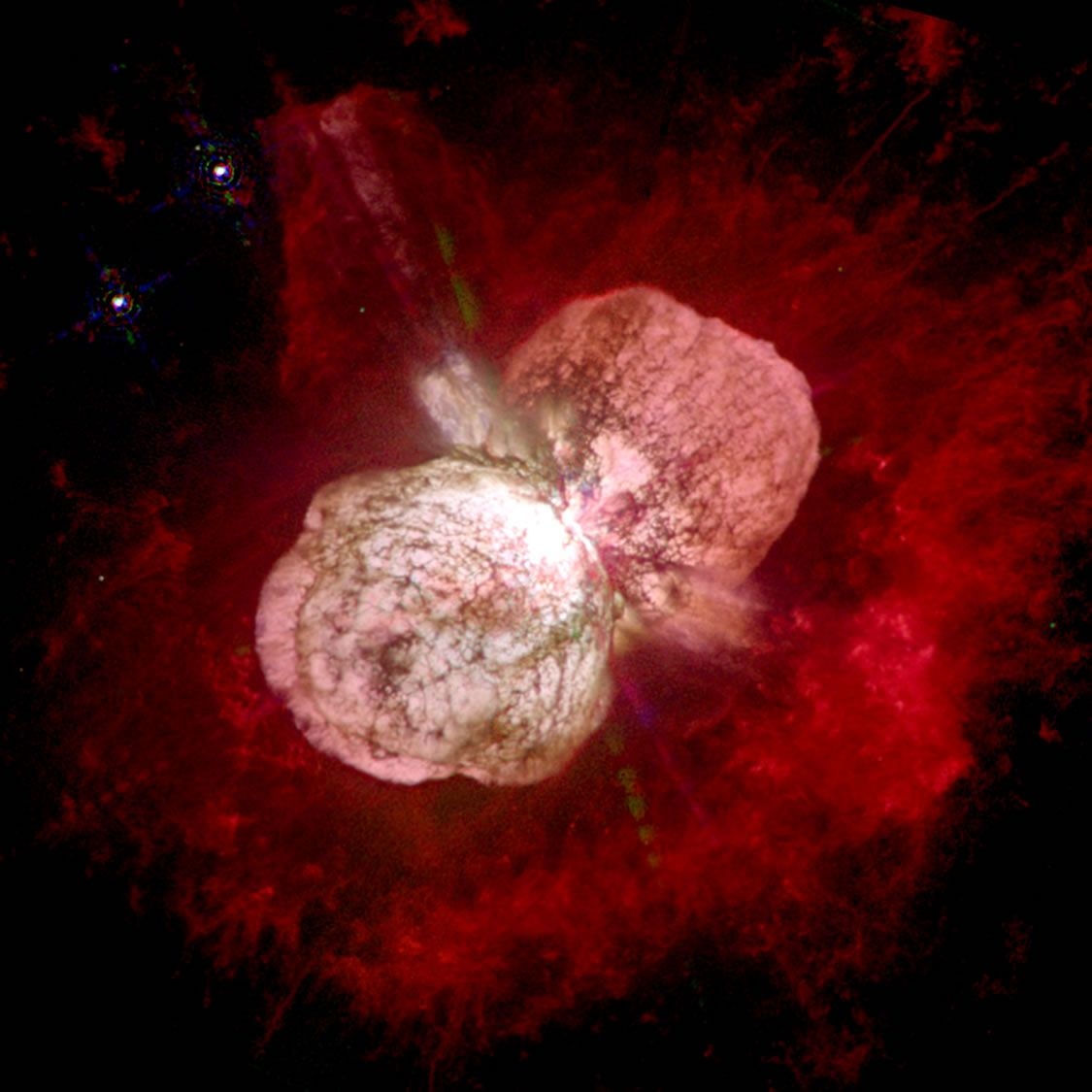 Der Humunculus Nebel - in seiner Mitte einer der massereichsten Sterne, den wir kennen: Eta Carinae. Die Staub- und Gaswolken expandieren täglich weiter mit 500 km/sec.