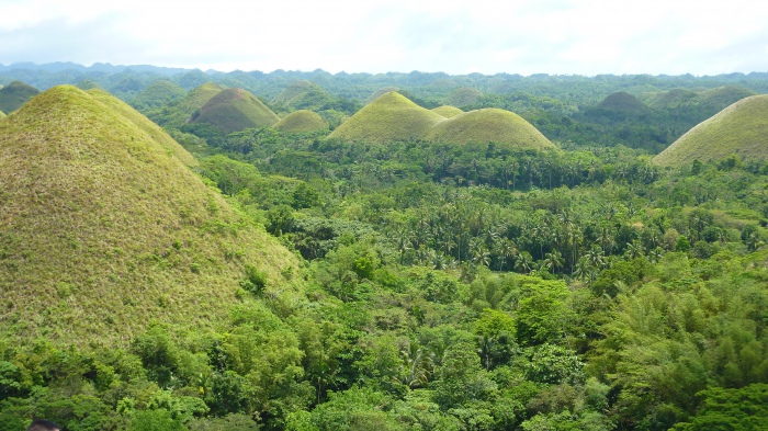 Die Chocolate Hills nach Ende der Regenzeit - Philippinen