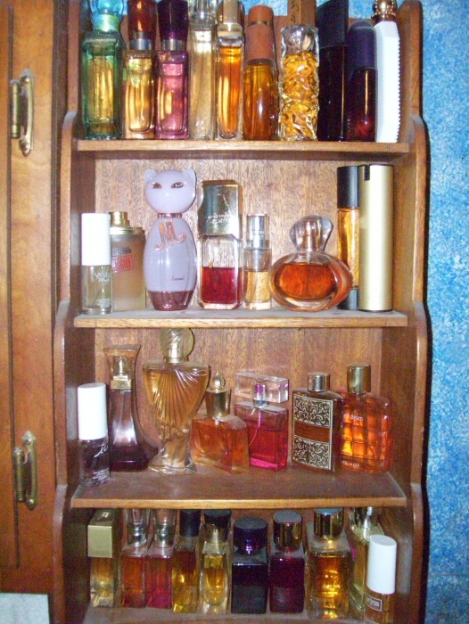 another shelf unit of bottles