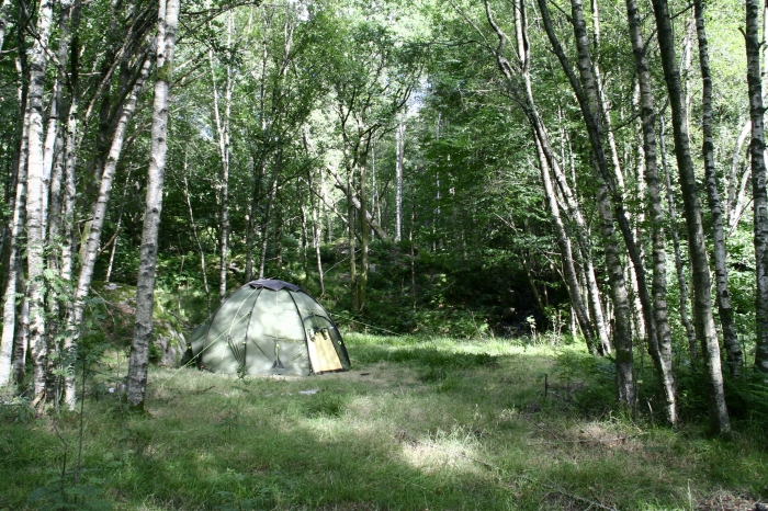 My largest tent, looking very small in this picture but it is 230cm tall inside, you can walk around :)