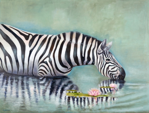 `Reflection` 120x160 cm  another one from my Zebra paintings   www.shimoni-m.com